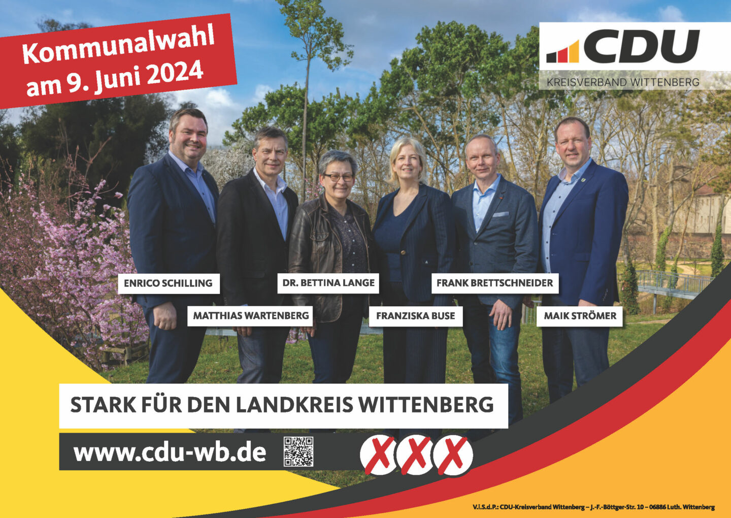 Unsere Spitzenkandidaten der 6 Wahlbereiche für den Kreistag Wittenberg.